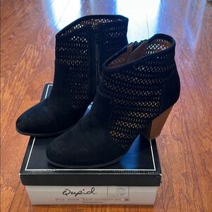 Qupid Black and Brown Ankle Booties Sleek Design